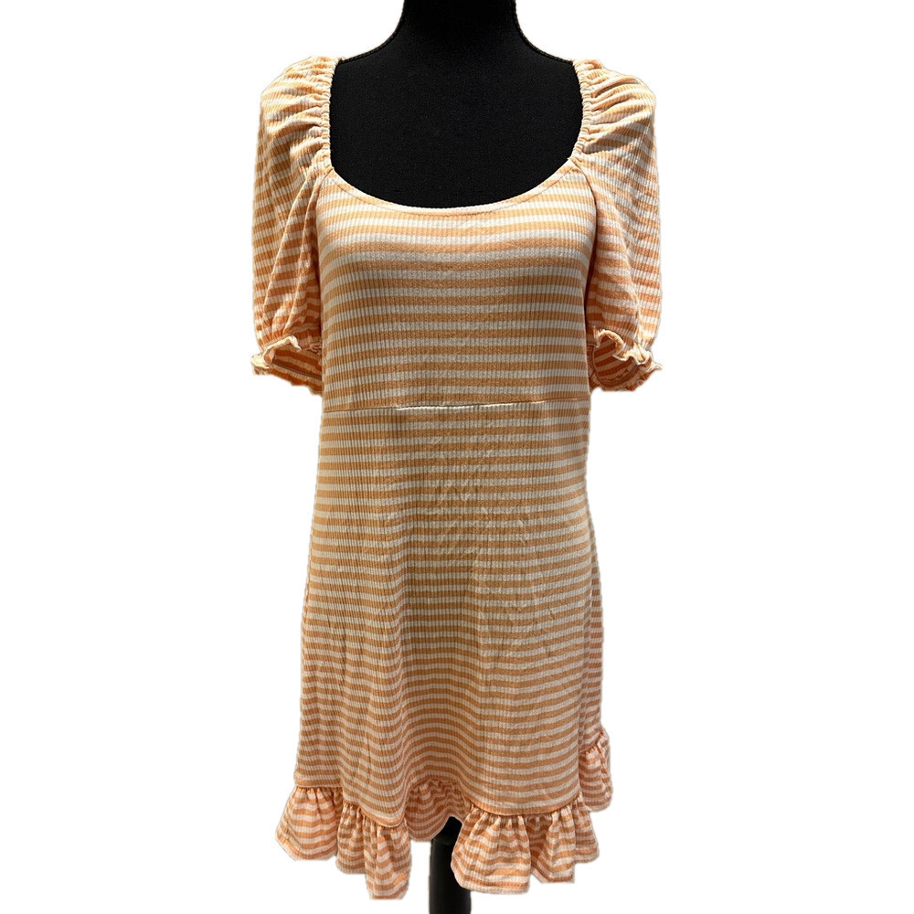 NWT VERO MODA RIBBED ORANGE AND WHITE STRIPED DRESS